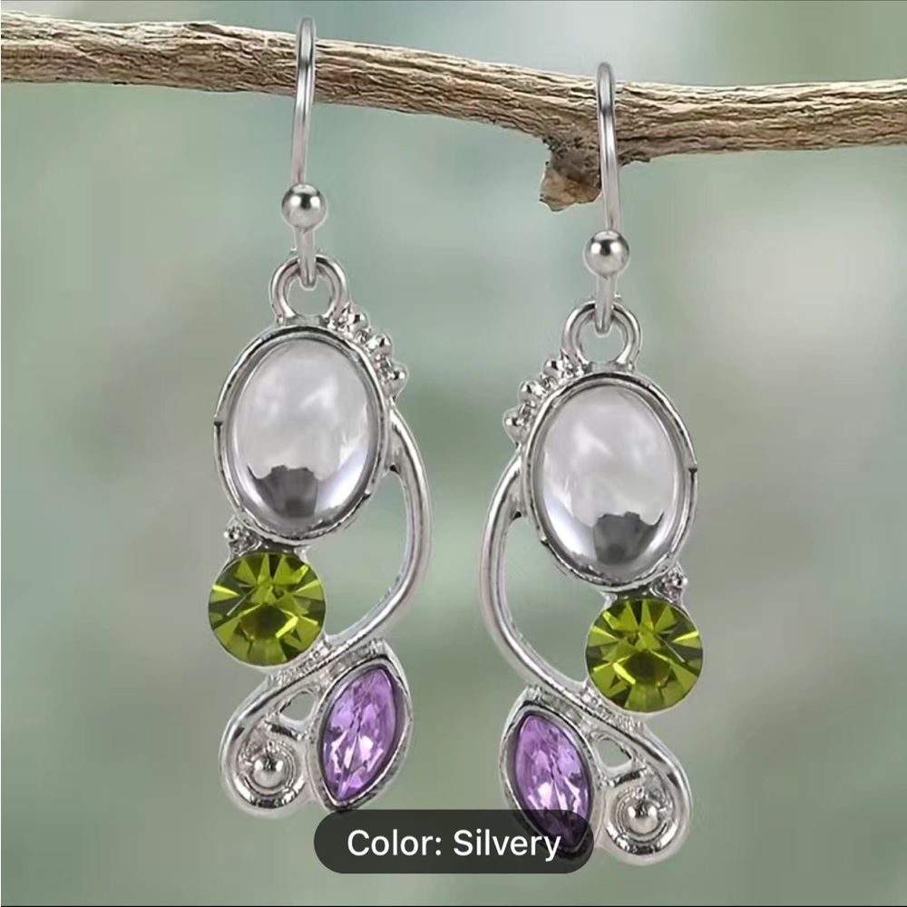 Nwt natural opal crystal earrings